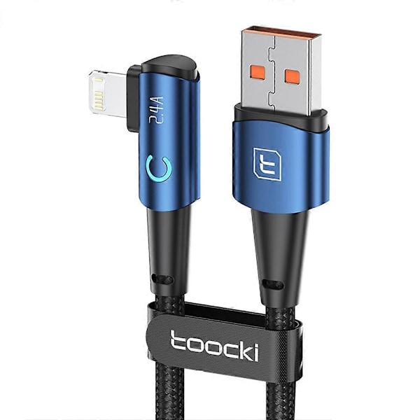 TOOCKI TQ-X25A1 1m 2.4A Latauskaapeli USB-A - Lightning Suorakulmainen Datakaapeli - Harmaa[HK] Multicolor Blue