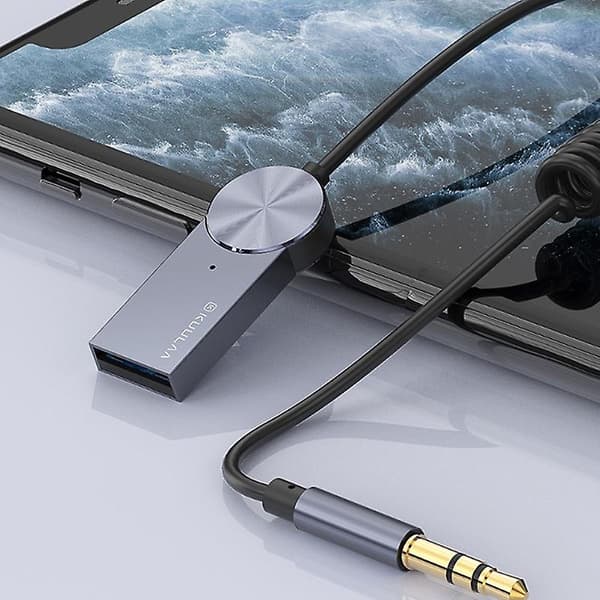 Aux Bluetooth Adapter Dongle Kabel Til Bil 3.5mm Jack Aux Bluetooth 5.0 Modtager[YJD] Gray 1Pc