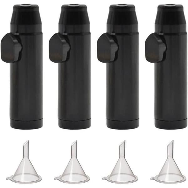 4-delt aluminiumssnusdispenser, snusflaskedispenser med 4 trakter (svart) Black