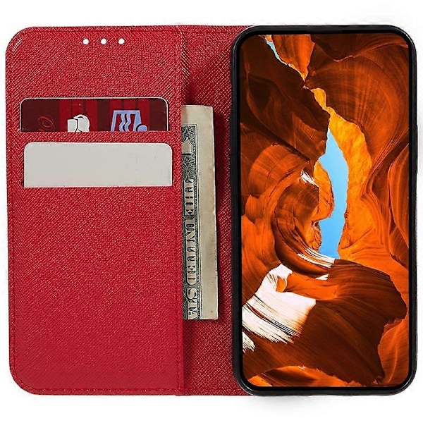 Honor Magic7 Lite 5G/ X9c 5G Kotelo Ristikkäinen Nahkainen Puhelinkuori Piilotettu Magneettikiinnitys[HK] Red