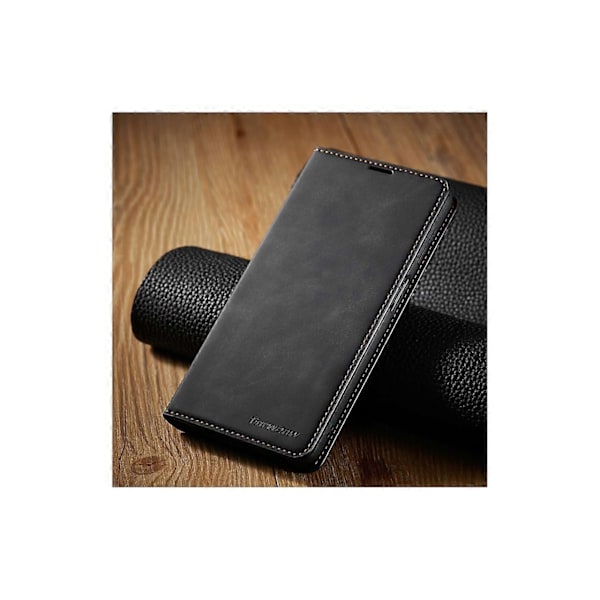 Samsung Galaxy A32 5G Fodral, Premium PU Läder Omslag TPU Stötfångare med Korthållare Ställ Dold Magnetisk Stötsäker Flip Plånboksfodral [HK] Black