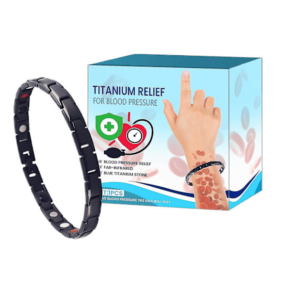 Titanarmband för blodtrycksavlastning, armband för blodsockerreglering, titanterapiband för blodtrycksavlastning yrsel  (YJD) 2 pcs