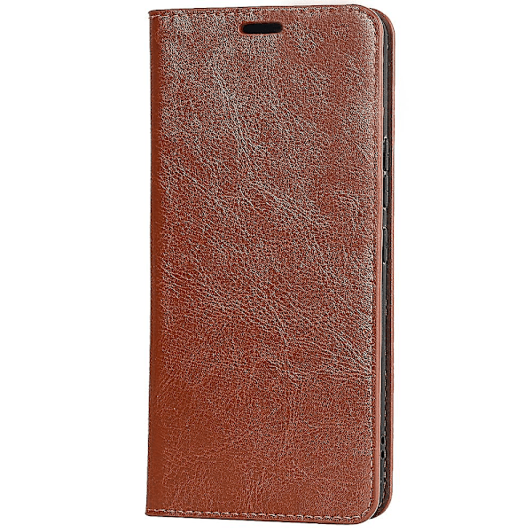 För Samsung Galaxy A33 5G Magnetiskt Automatisk Stängning Crazy Horse Textur Äkta Läderfodral Fallskydd Stativ Flip Plånboksfodral  (YJD) Brown