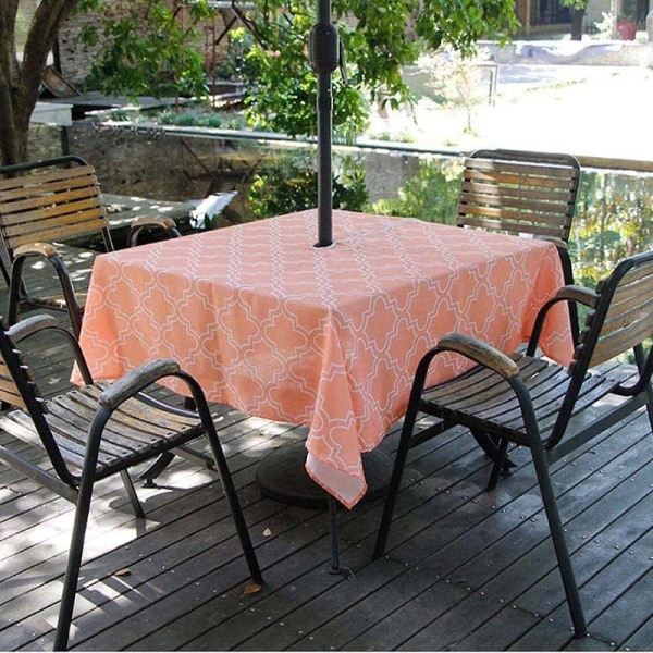 Vår/sommar Skrynkfri vattentät utomhusduk med paraplyhål och dragkedja, gröna löv, 60" rund dragkedja Orange 60x84-Zippered