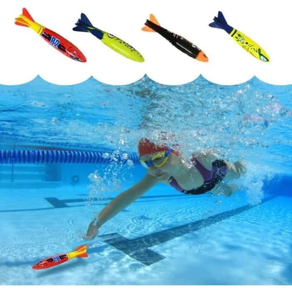 Undervandsdykkerringe og -stave til pool, Undervandsdykkerringe og -stave til pool, Torpedo-legetøj, Udstyrspakke til swimmingpool (YJD)