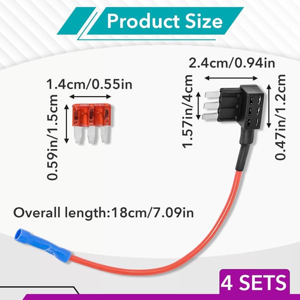 8 stk. Micro 3 sikringstapp, Add-A-Circuit utvidbar 12V strømadapter for underglødlys, interiør-LED, biltilbehør [YJD] 4