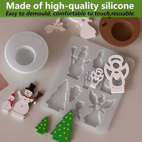 Juletreengelform, silikonform, DIY snømannlysestake (JYD)
