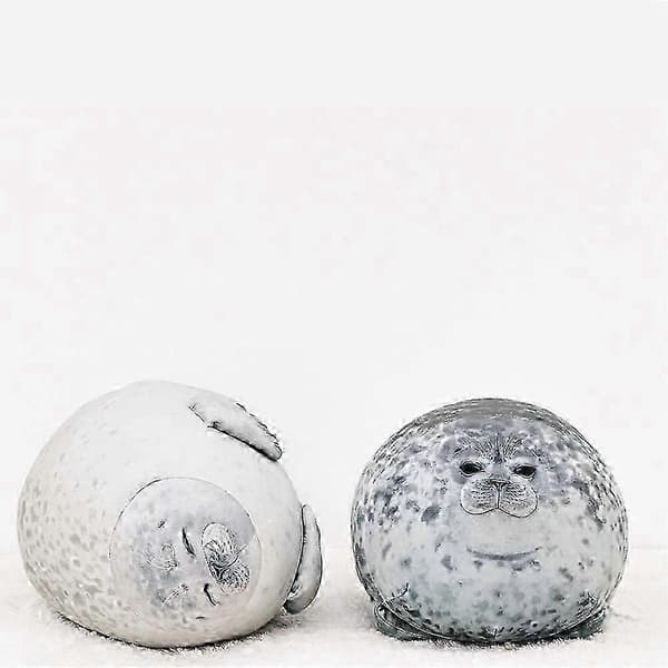 MerryXD Chubby Blob Sæl Pude, Udstoppede Bomulds Plys Dyr Legetøj Sød Ocean Medium(17.6 in)[YJD] Grey Medium