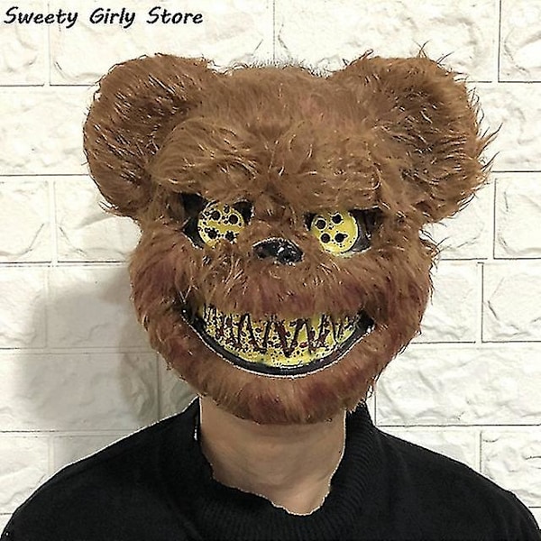 Kanin Cosplay Maske Halloween Fest Scare Hoveddækning Halloween Karneval Kostume Hovedbeklædning Rekvisitter Håndlavet Dans Maskerade Gyser (YJD) Bear2