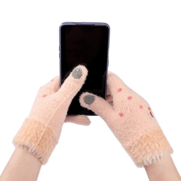Søde, bløde touchscreen-handsker til kvinder, varme vinterhandsker med fulde fingre, bløde imiterede pels-handsker, vindtætte plys-håndledshandsker [YJD]