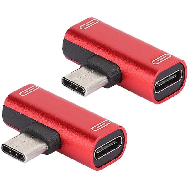 Adapter C Typ Ljudladdare Aluminium USB-C Splitter Laddning/Samtal/Fjärrkontroll/Musik 2-i-1 Konverter (Röd) (2st)  (YJD)