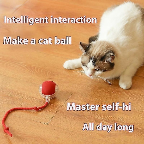Interaktiv kattleksak boll automatisk rullande boll fuskpäls svans uppladdningsbar smart elektrisk leksak för hund och katt träning imiterar mus[HK] grey