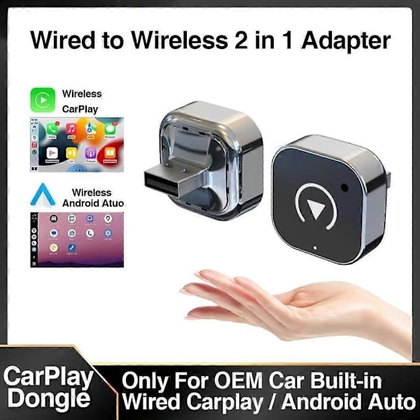 Ny trådløs CarPlay/Android Auto-adapter til Android iPhone bilforbindelsesboks kablet til trådløs Smart AI-boks USB-dongle Plug And Play Un[YJD]
