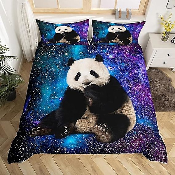 Panda Sängkläder Set King Size Söta Kawaii Panda Täcke Set För Barn Tonåringar Pojkar Flickor_v (YJD) 140x210cm