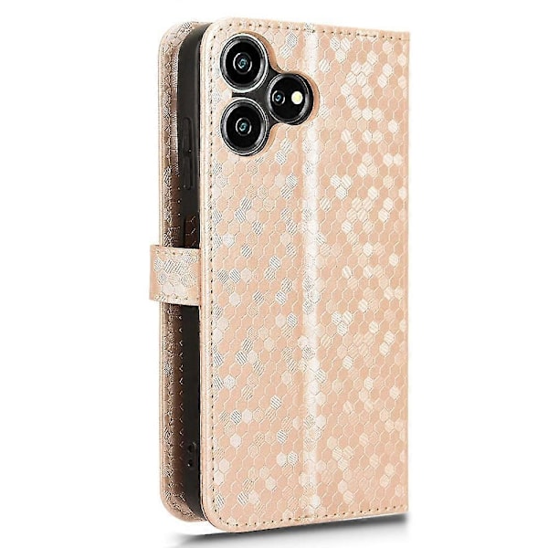 För ZTE Blade V50 Smart/Blade V50 Design 4G Läderfodral Prickmönstrat Flip Telefonfodral -[HK] Pink gold ZTE Blade V50 Smart