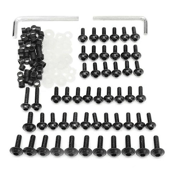 158PCS Universal Motorcykel Kåpskruvar Muttrar Kit Kaross Skruvar för YZF R1 R6 R3 2004- 20[HK] Black