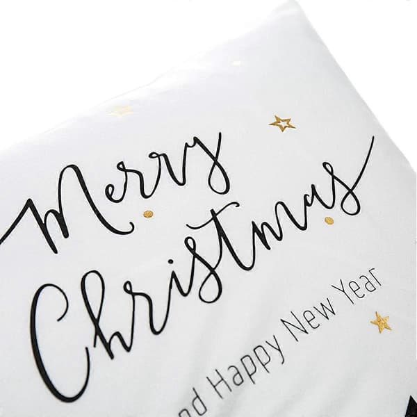 45 x 45 cm God Jul Kuddfodral Set om 4 Bomull Örngott Vinter Guldtryck Julstrumpa Presentmönster Dekoration för Soffa Sovrum [YJD]