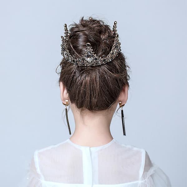 1 stk. Mini Krone Kagepynt Krystal Perle Tiara Børne Hårpynt[YJD] Gold 1pc