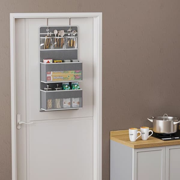 5-facks hängande förvaring med 4 krokar, säng och sovrum gray black