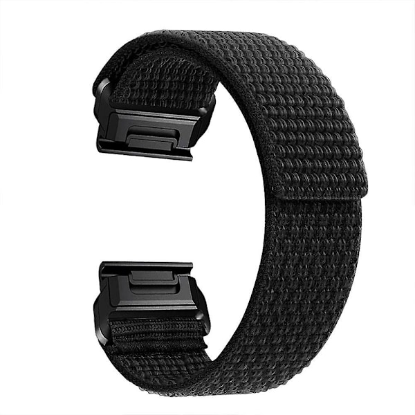 Nylon Urrem til Garmin Tactix 7 Pro/Fenix 7X/Fenix 6X Pro 26mm Justerbar Håndledsrem (YJD) Black