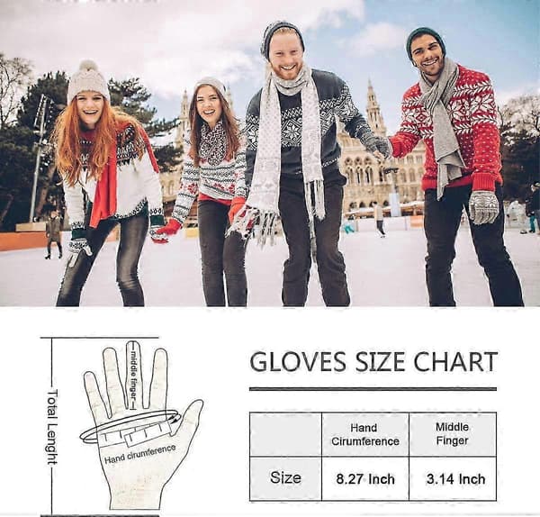 WJTG Dame Strikkede Handsker TouchScreen Vinter Sne Blomsterprint Varme Vanter UnisexJ[YJD]