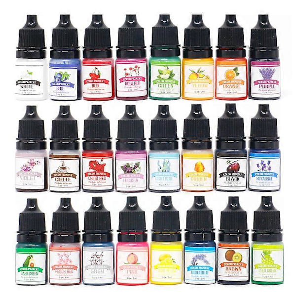 24 Färger 5ml Högkoncentrerad Färgessens Kristall Dropplim Resin Lim DIY Färgningsbläck Set Yo[YJD]