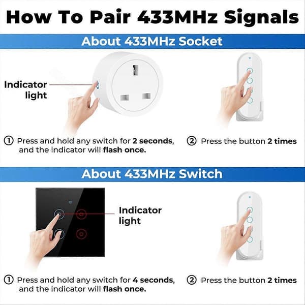 Smart Home 433mhz 4-tasters EV1527 Koding Nøkkel Fjernkontroll Svart[YJD]