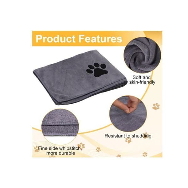 Sæt med 4 hundehåndklæder, 75 x 35 cm, ekstra absorberende, stort hundehåndklæde, hurtigtørrende håndklæder (YJD)