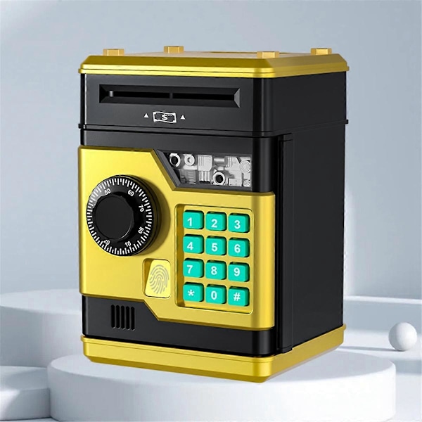 Elektronisk sparegris ATM Passord Pengeskrin Safe Smart Fingeravtrykk Automatisk Bankvirksomhet Barne Gave Mone[YJD] Gold