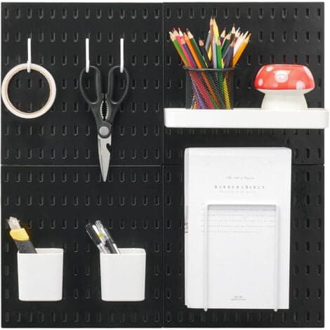 Plastik pegboard kit 4-panel vægorganisator med tilbehør sort 11x11 tommer[YJD]