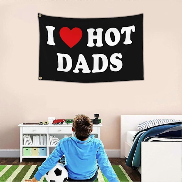 Love Hot Moms I Love Hot Dads Flagg Morsom Tapestry Flagg for Rom Soverom Hybel Veggdekor Morsdag Bursdag Valentinsdag Gave[YJD] 2 Buckles B