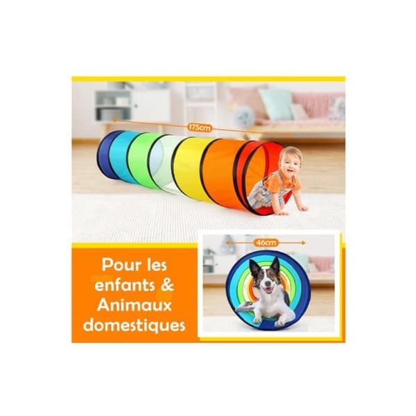 Leketunnel - Innendørs/Utendørs - 180 cm - Polyester - Regnbue - Alder 3+ rainbow