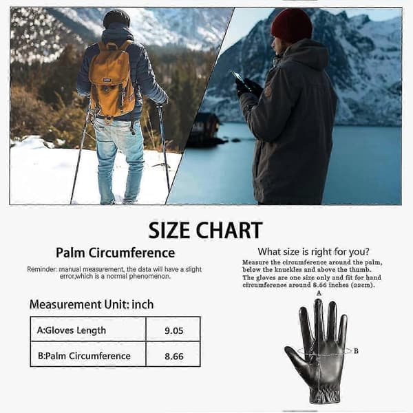 Vinter Læder Herre Touchscreen Handsker - Sort Varm Cykling Kørsel Motorcykel[YJD]