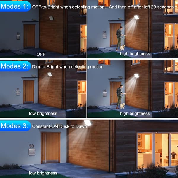Macchiatto Solar Utendørs Solcellelamper med Bevegelsessensor IP67 Vanntett Solcelle Hagelys med 3 Moduser 1800mAh Solcellelampe[YJD]