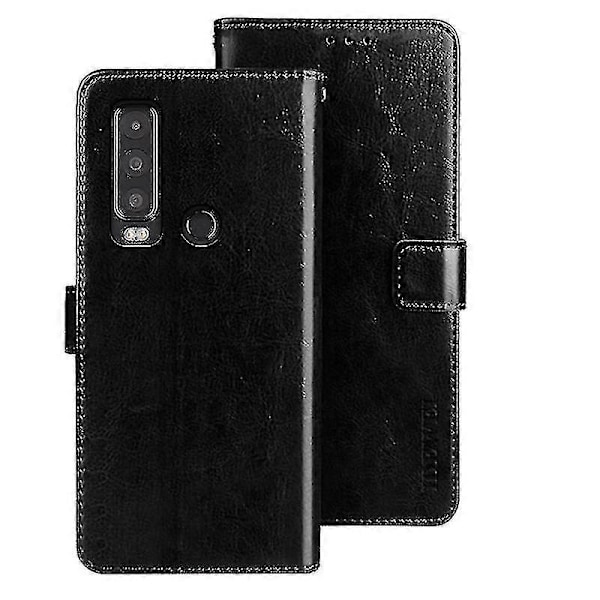 Idewei For Cat S75 5G Crazy Horse Leather Flip Case Telefonlommebok Deksel - Svart - Kode19300 (YJD) Black