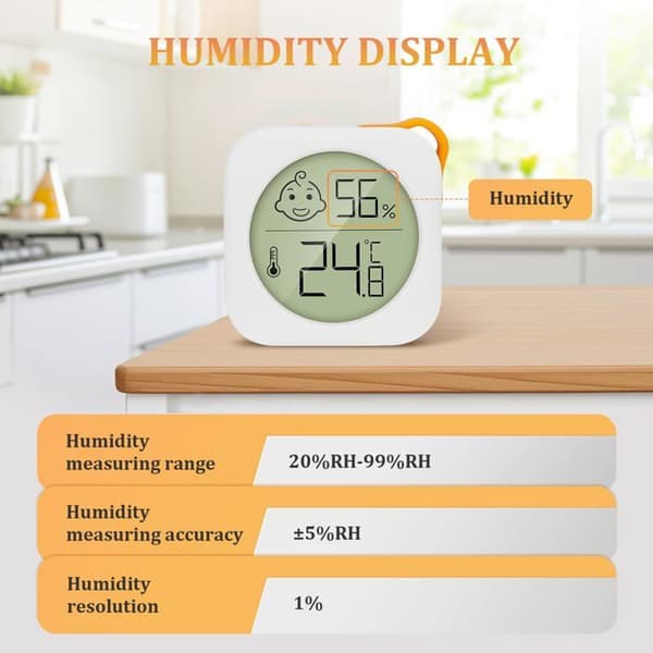 Mini LCD indendørs termometer hygrometer til hjemmet, måler temperatur og fugtighed (Ingen) (YJD)