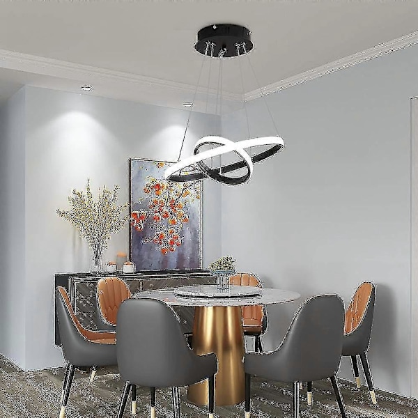 Goeco LED Sirkulær Lysekrone, Justerbar Pendellampe 28w 6500k, Moderne Taklampe To Sirkler Diameter 40cm[YJD] Transparent color F OPP Package