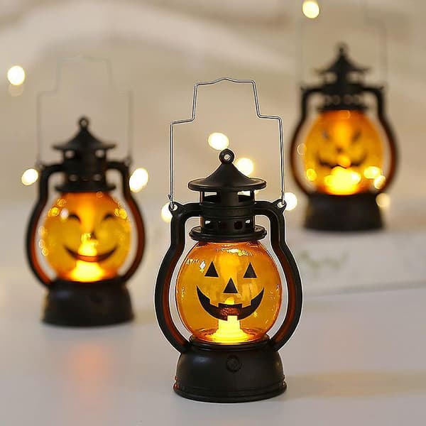 LED Halloween Græskar Spøgelse Lanterne Lys Halloween Dekoration Olielampe [YJD] A 1pc