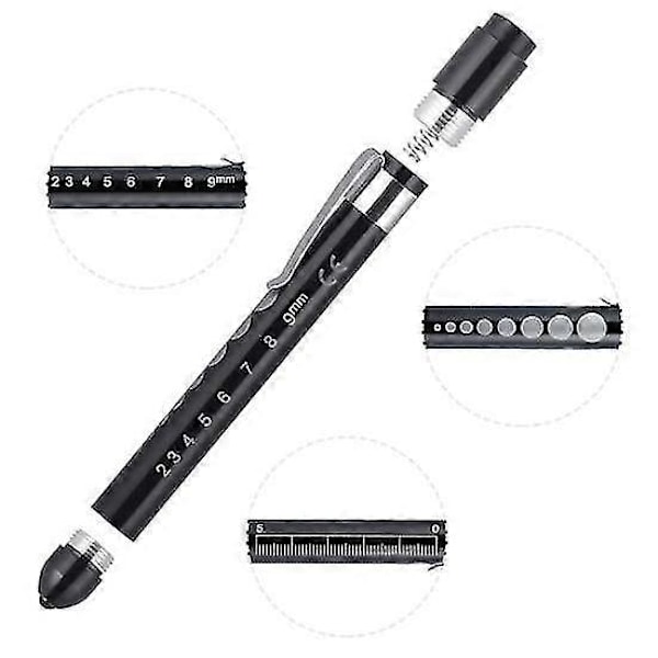 Bærbar Medicinsk Førstehjælp LED Pen Lommelygte Torch Lampe med Pupilstørrelsesmåler[YJD] red