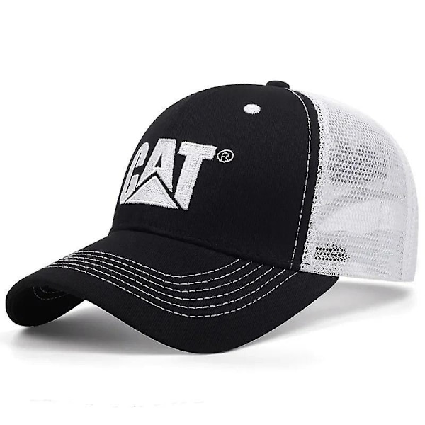 Ny mote CAT-bokstav brodert mesh-hatt for menn og kvinner solhatt truckerhatt (YJD) white