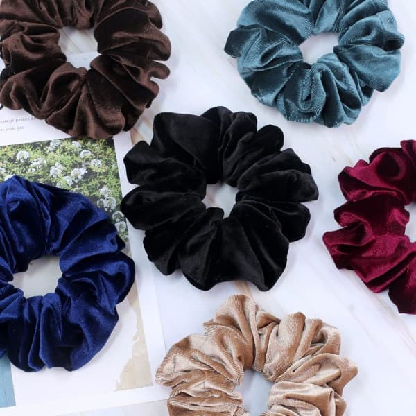 Premium Bløde Scrunchies til Tykt Hår Kvinder, 6-pak - Stor Størrelse [YJD]