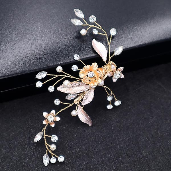 Håndlavede Blomster Bryllup Krystal Perle Hårklemmer Hårtilbehør Brudegaver[YJD] Silver 1pc