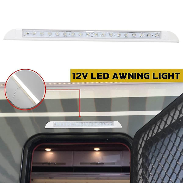 18 LED markisljusstång 9W 12V vattentät 506mm verandastripslampa för camping husvagn lastbil husbil båt