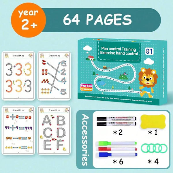 Scribble Smart Workbook, Snabbspår unga sinnen, Scribble Smart återanvändbar arbetsbok, Little Curious Minds Scribblesmart, Arbetsbok Handskrift  (YJD) Level 1