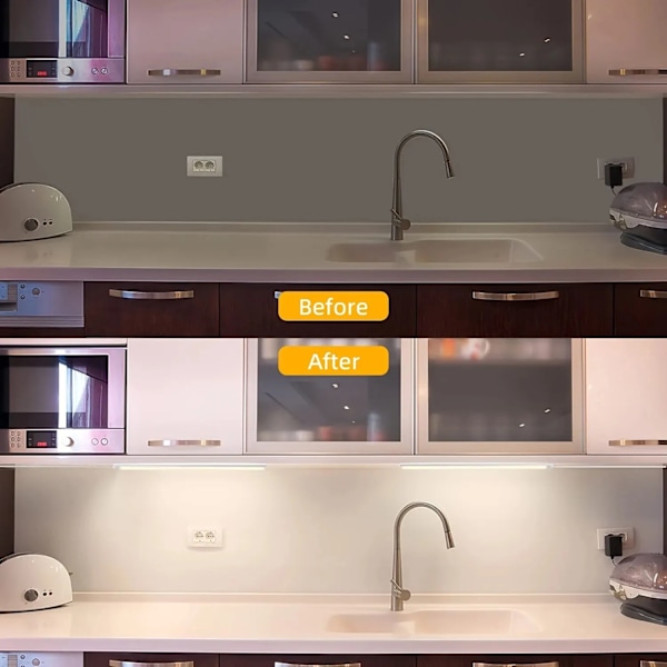 1 stk. LED under skapbelysning USB-plugg dimbar 3 fargeendringer LED nattlys kjøkken soverom belysning med magnetstripe (YJD) 37cm