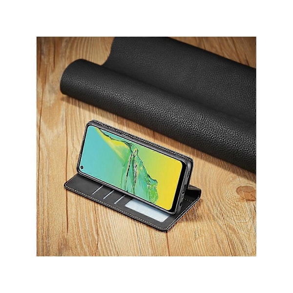 Samsung Galaxy A32 5G Fodral, Premium PU Läder Omslag TPU Stötfångare med Korthållare Ställ Dold Magnetisk Stötsäker Flip Plånboksfodral [HK] Black