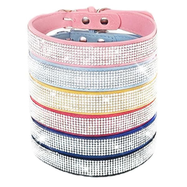 Justerbart glänsande mockahalsband för hund - Rosa - L (YJD)