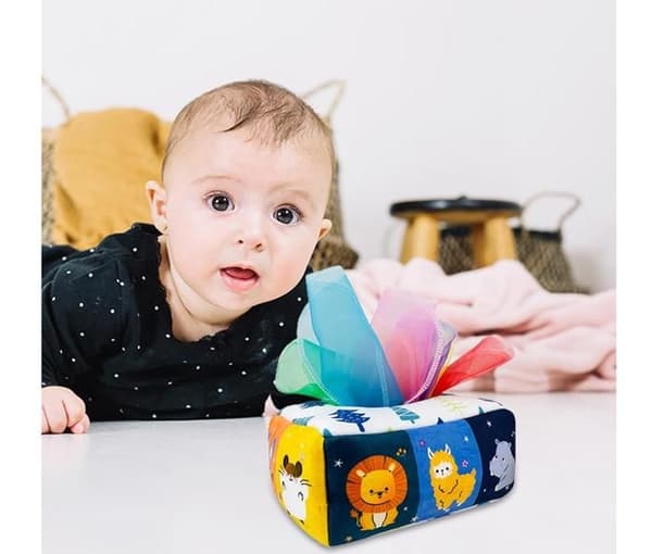Sensorisk babyvävnad - från lärande leksaker, mjuk tyglåda | Drag-leksaker för bebisar, lugnande leksaker[YJD]
