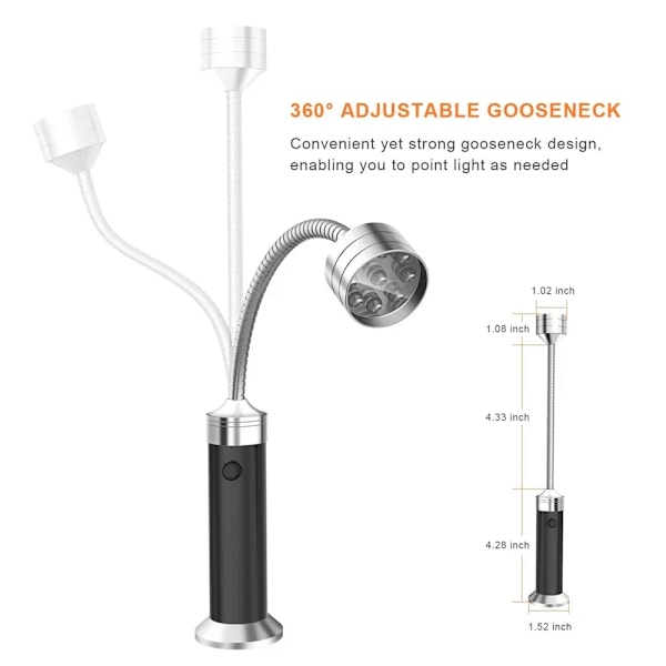 Magnetisk Utendørs BBQ Grill LED Grilllys Justerbare Fleksible LED 360 Grader Varmebestandig Svanehals Lamper Lykt (YJD) 1pc