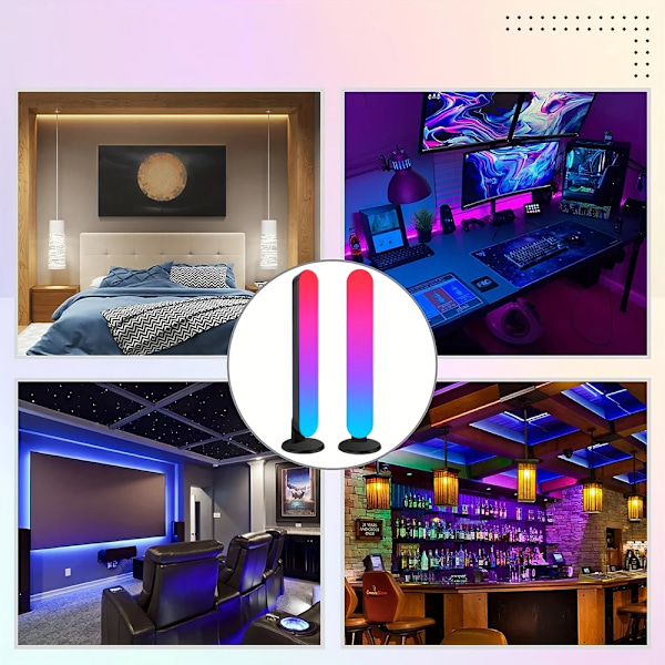 RGB Pickup Lys Musikk Rytme Lys Oppgradert USB Oppladbar Modell Juledekorasjon Skrivebord RGB Lys Bar Musikk Rytme(YJD) two head